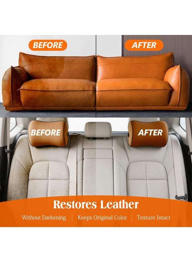 LISRUX Leather Cleaner and Conditioner Kit-2×18oz Leather Care For Car Seats, Furniture, Couches, Shoes & Boots, Restores & Protects All Leather For Natural, Synthetic, Faux, Pleather, pH-Balanced - Image 2