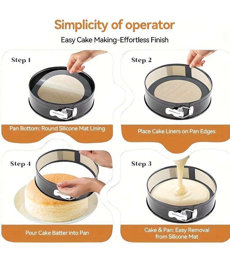 6 Pack Gray Silicone Baking Mats for 9 Inch Springform Pans Non Stick - Image 4