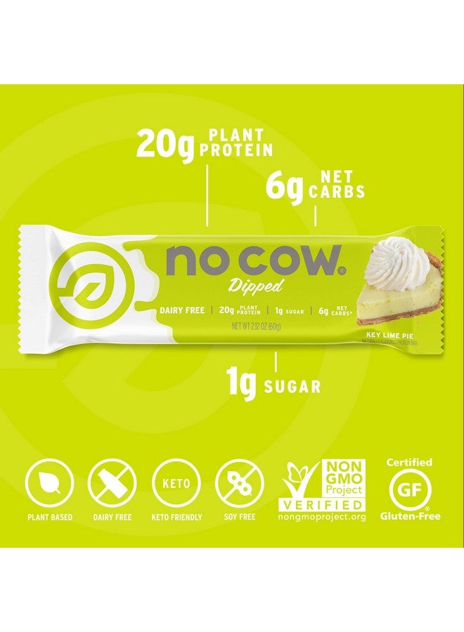 No Cow High Protein Bars, Dipped Key Lime Pie - Healthy Snacks, 20g Vegan Protein, High Fiber, Low Sugar, Keto Friendly, Dairy & Gluten Free (12 Count) - Image 1