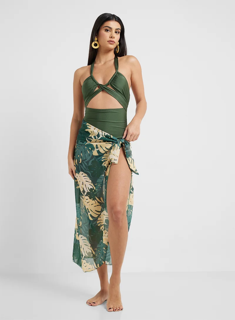 ELLA Swimsuit With Tie Up Detail & Beach Saring