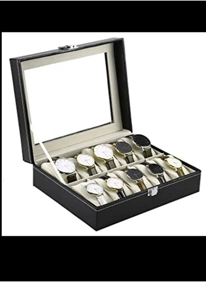 RollsTimi  - Men's 12 Compartments See Through Window Watch Box,30x20.2x8cm - Image 1
