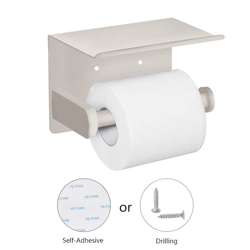 Vaehold Self Reshesive Poalter Paper With With Phone Sus SUS 304 Felet Stefles Stefical Counted Paper Paper Rollder - Rustproof and Bathroom Room Roll Roll With With -Beige - Image 2