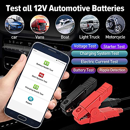 Launch 2025 Launch Upgraded BST360 6V 12V Car Battery Tester, Bluetooth Battery Load Tester Charging Cranking System Analyzer for Android/iPhone/Launch X431, 100-2000 CCA Alternator Tester Voltmeter - Image 3