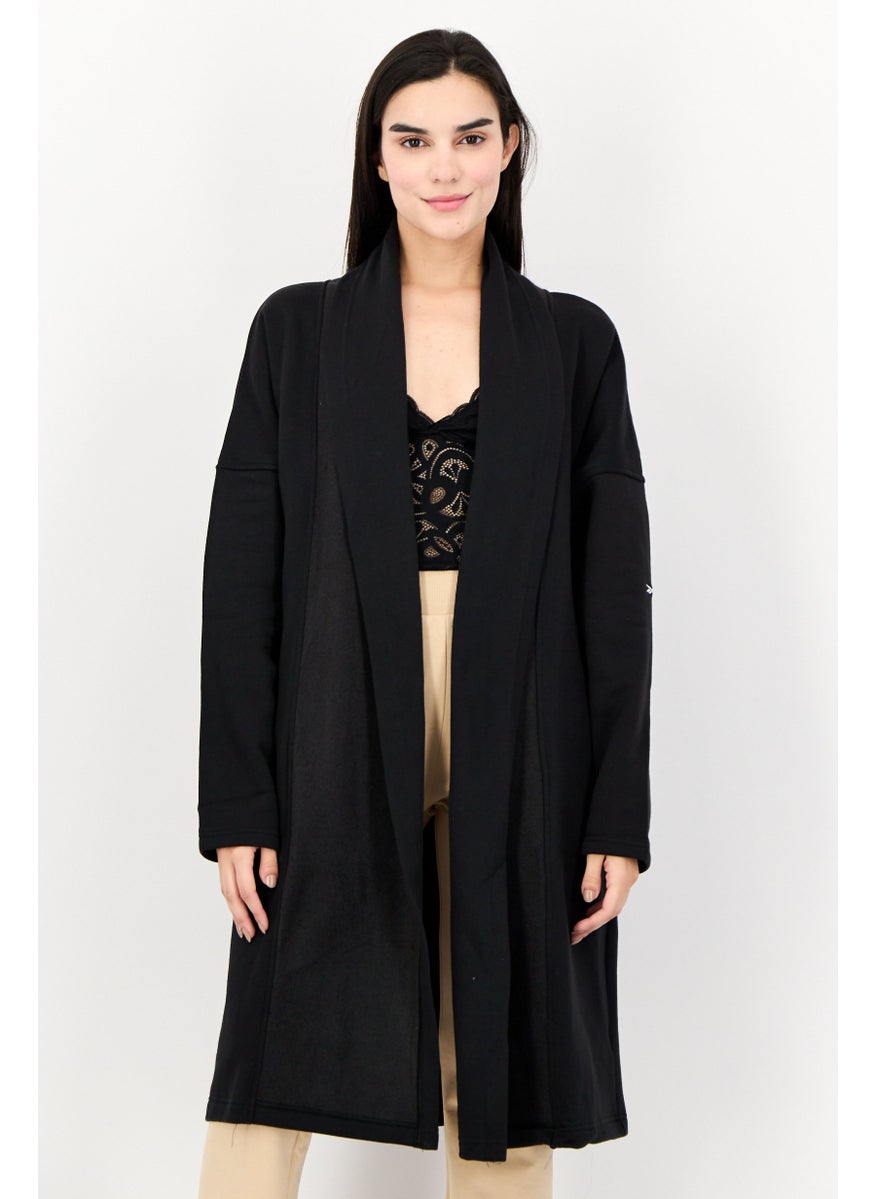 Reebok Women Sportswear Fit Embroidered Logo Outdoor Cardigan, Black  - Image 1