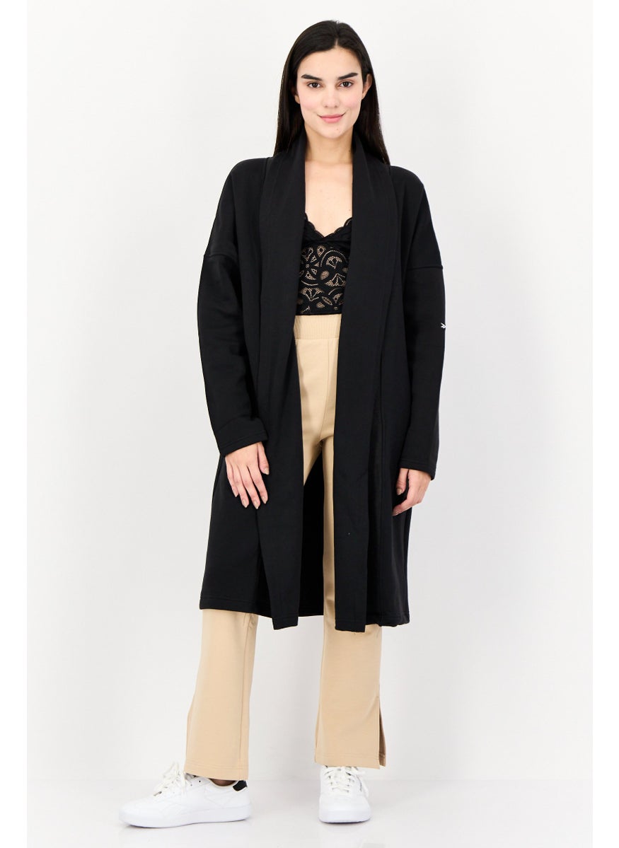 Reebok Women Sportswear Fit Embroidered Logo Outdoor Cardigan, Black  - Image 3