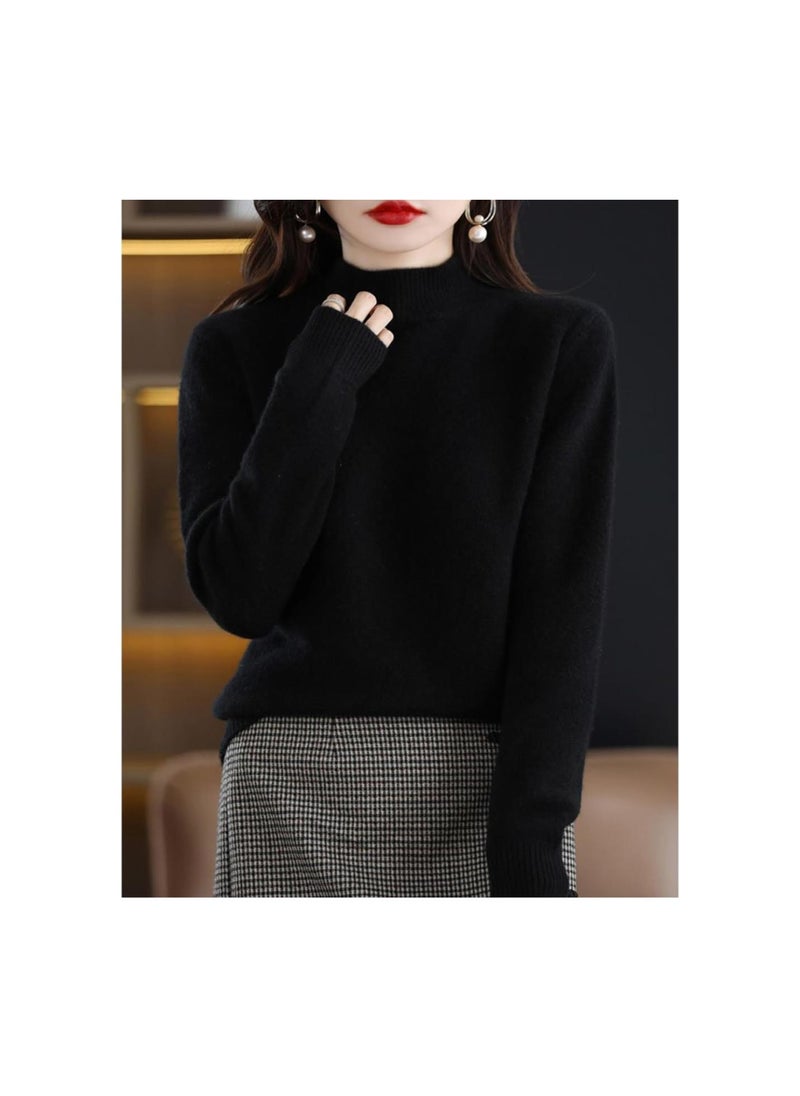 Generic - Women High Neck Cashmere Wool Sweater Thick Half-High-Necked Long Sleeve Knitted Pullover Tops - Image 1