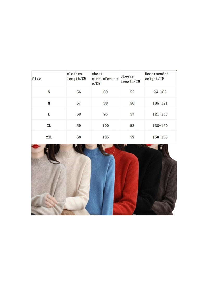 Generic - Women High Neck Cashmere Wool Sweater Thick Half-High-Necked Long Sleeve Knitted Pullover Tops - Image 1