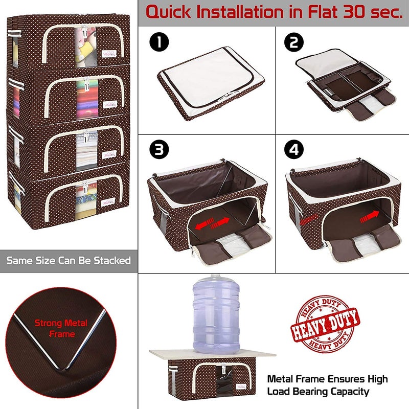 BSBDA Collapsible Clothe Storage Bag Wardrobe Organizer Portable Storage Bags for Clothes Bed sheet Saree Shirts Blanket with Zip Fordable Wardrobe Storage Basket - Image 3
