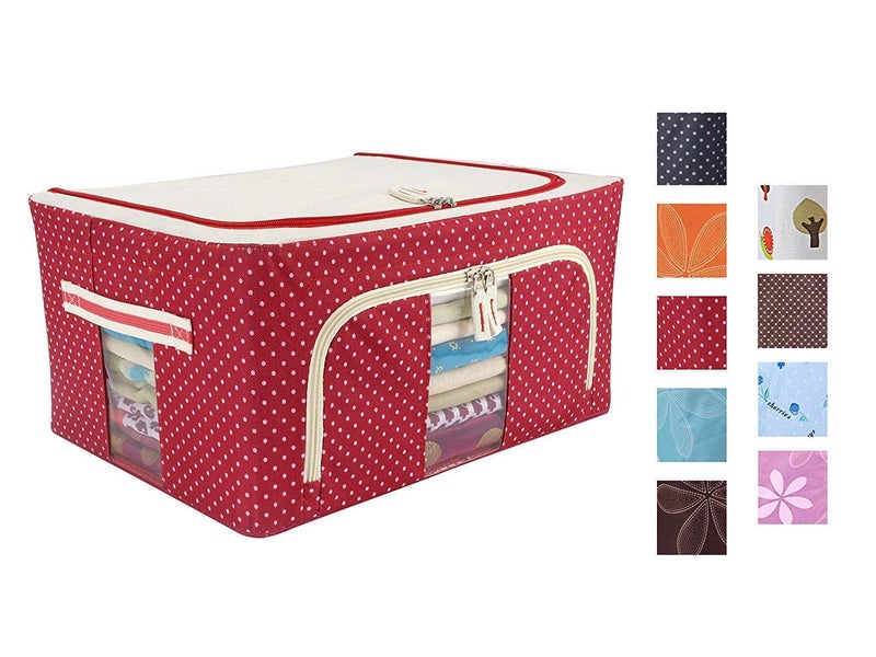 BSBDA Collapsible Clothe Storage Bag Wardrobe Organizer Portable Storage Bags for Clothes Bed sheet Saree Shirts Blanket with Zip Fordable Wardrobe Storage Basket - Image 2