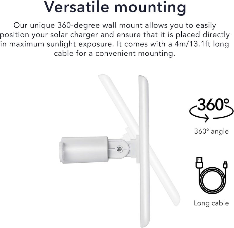 Wasserstein Solar Panel (2W 5V) Compatible with Ring Spotlight Cam Battery/Stick Up Cam Battery - Continuous Power for Your Ring Surveillance Camera (1-Pack, White) - Image 4