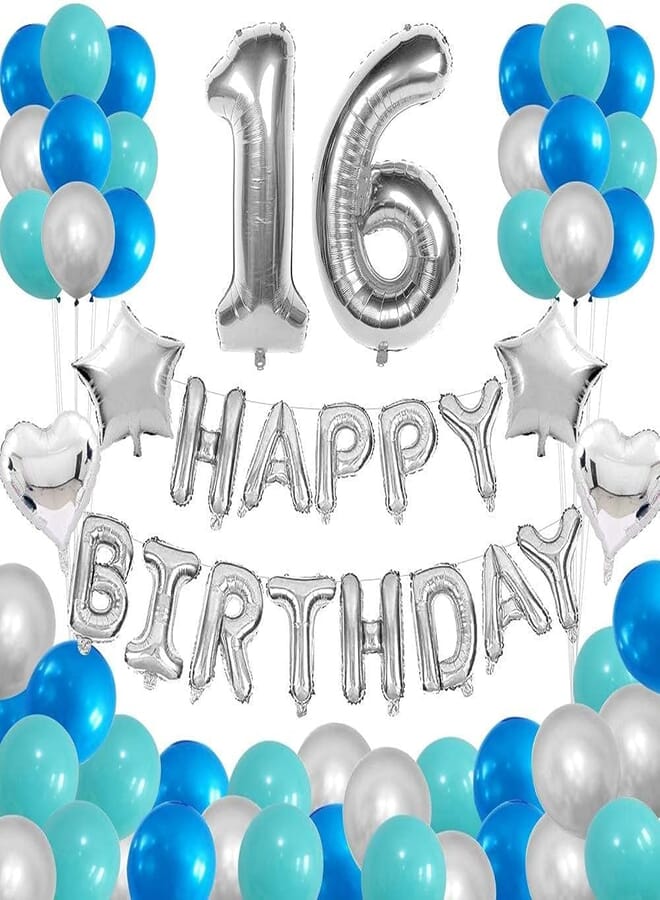 Secret Birthday Decorations 16th, 66pcs Birthday Party Decorations for Kids Girl and Boy with Happy Birthday Banner 1st 6th Helium Confetti Latex Balloons Green Blue