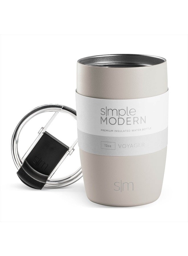 Simple Modern Travel Coffee Mug Tumbler with Flip Lid | Reusable Insulated Stainless Steel Cold Brew Iced Coffee Cup Thermos | Gifts for Women Men Him Her | Voyager Collection | 12oz | Almond Birch - Image 1