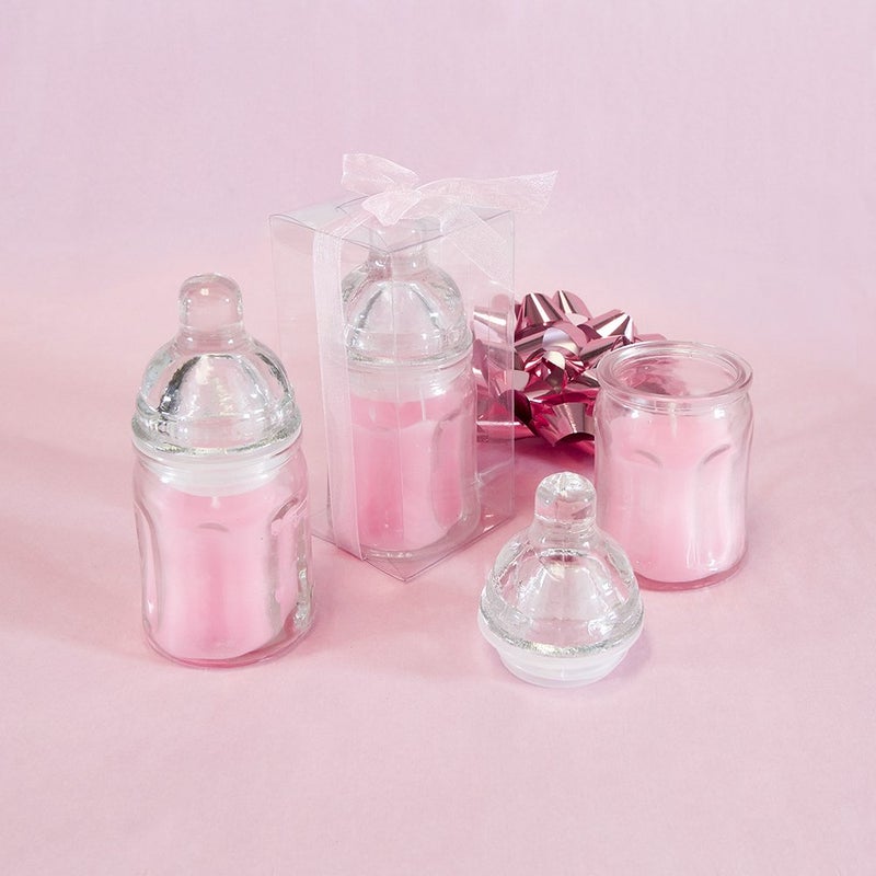 Lunaura 12 pcs Scented Baby Powder Pink Glass Baby Bottle Container Candles, Palm Wax Candle, Baby Shower Gifts, Decorative Accent, Home DÃ©cor, Memory Keepsake, Party Favors, Centerpieces - Image 1