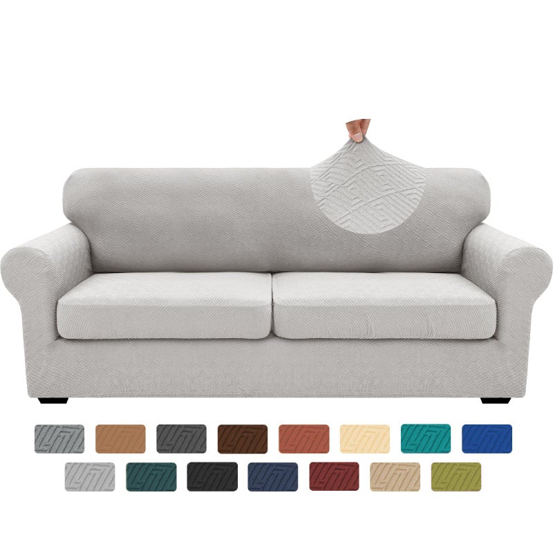 XINEAGE 2025 New 3 Pieces Couch Covers for 2 Extra Large Cushion Sofa Super Stretch Sofa Cover for 2 Large Seat Universal Loveseat Slip Cover for Living Room Silver Grey 71912 Cushions