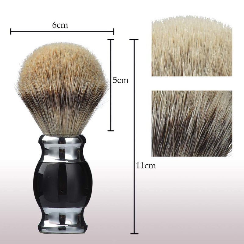 JEQUIL&CORENVEO 100% Silvertip Badger Hair Shaving Brush, Handmade Shaving Brush with Fine Resin Handle and Stainless Steel Base (Black) - Image 4