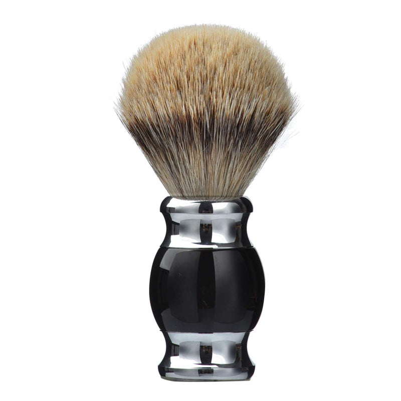 JEQUIL&CORENVEO 100% Silvertip Badger Hair Shaving Brush, Handmade Shaving Brush with Fine Resin Handle and Stainless Steel Base (Black) - Image 1