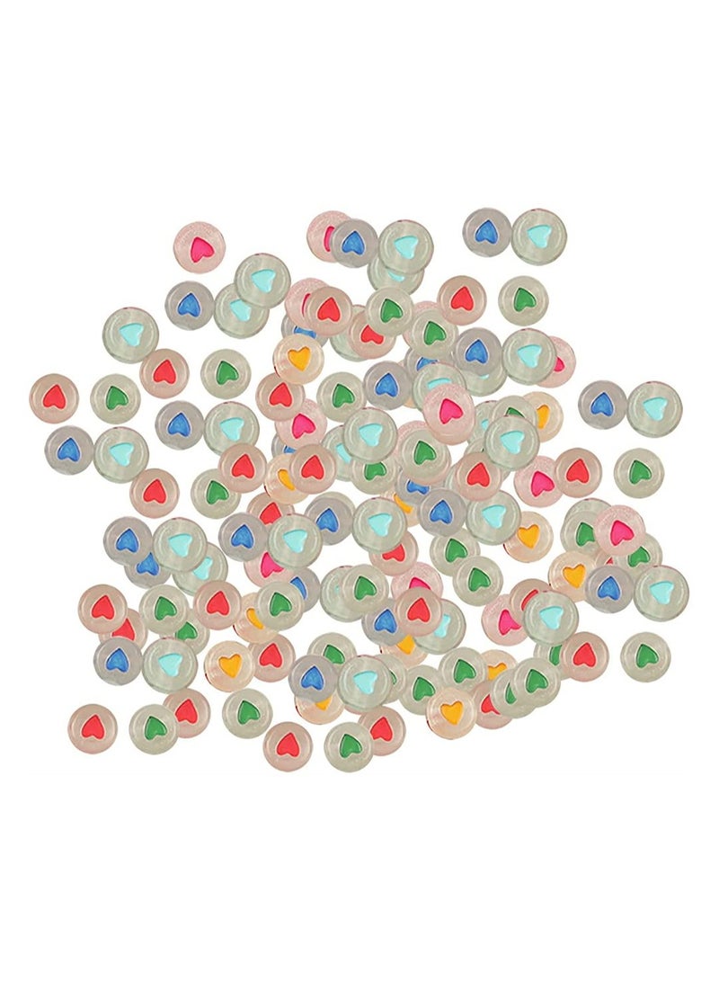 SYOSI Luminous Beads, 100 Pcs Luminous Beads, Acrylic Heart Beads Flat Beads Glow in The Dark Beads Colorful DIY Print Beads for Bracelets Necklace Jewelry Making Supplies - Image 4