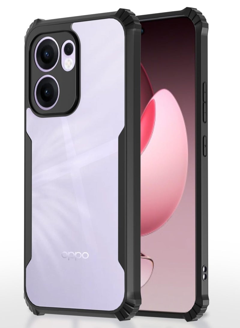 Case for Oppo Reno 13 F 5G Clear Cover Hard PC Back Cover with Shockproof TPU Black Border 360 Degree Impact Resistant non-Yellowing Transparent Cover For Oppo Reno13 F 5G