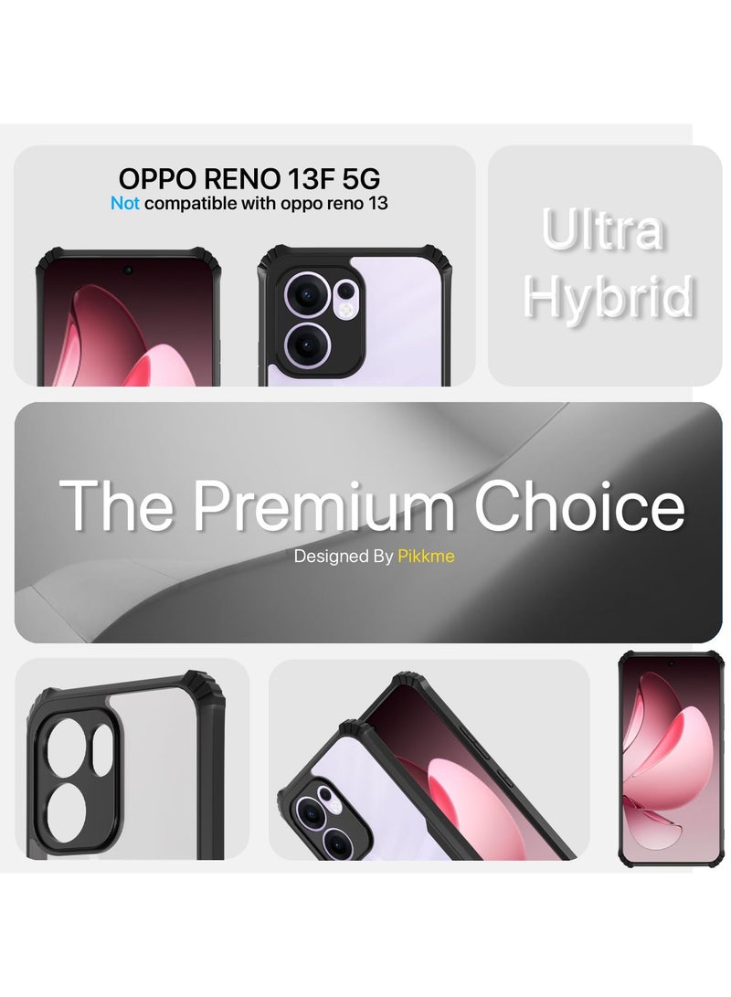 Case for Oppo Reno 13 F 5G Clear Cover Hard PC Back Cover with Shockproof TPU Black Border 360 Degree Impact Resistant non-Yellowing Transparent Cover For Oppo Reno13 F 5G