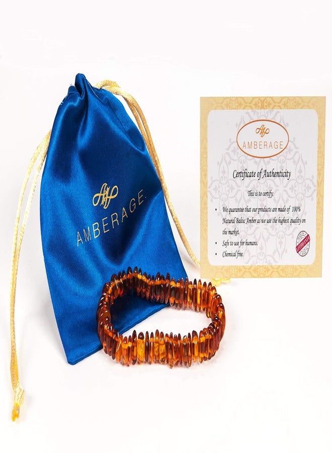 AMBERAGE Natural Baltic Amber Bracelet for Adults (Women/Men) - Hand Made from Polished/Certified Baltic Amber Beads(2Colors) (COGNAC) - Image 2