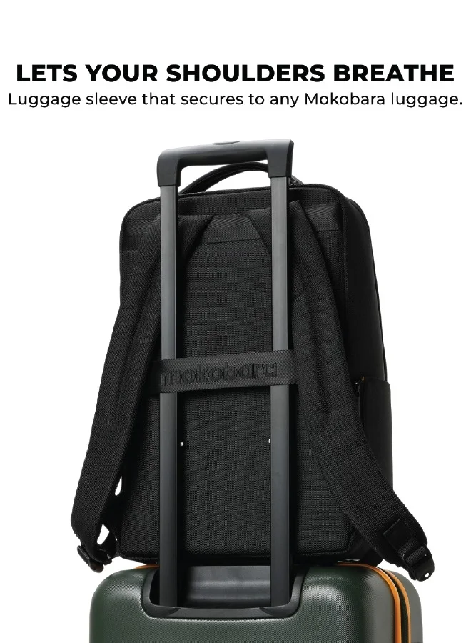 موكوبارا للتجارة ذ.م.م The Element Backpack | Laptop Up to 15.6 Inches, 18L Capacity | Durable Nylon and Vegan Leather, Water Resistant | Ideal for Travel, Office, Students | Ergonomic, Padded Straps | Black