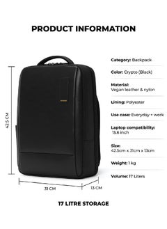 Mokobara MOKOBARA The Element Backpack | Laptop Up to 15.6 Inches, 18L Capacity | Durable Nylon and Vegan Leather, Water Resistant | Ideal for Travel, Office, Students | Ergonomic, Padded Straps | Black  - Image 3