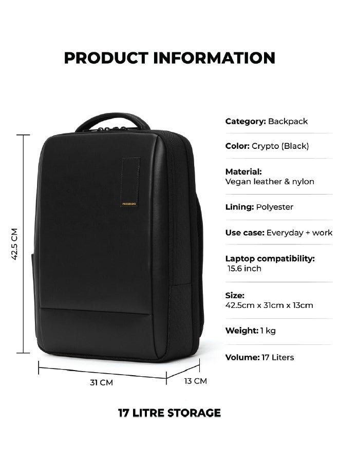 Mokobara MOKOBARA The Element Backpack | Laptop Up to 15.6 Inches, 18L Capacity | Durable Nylon and Vegan Leather, Water Resistant | Ideal for Travel, Office, Students | Ergonomic, Padded Straps | Black  - Image 3