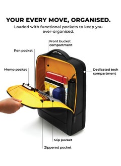 Mokobara MOKOBARA The Element Backpack | Laptop Up to 15.6 Inches, 18L Capacity | Durable Nylon and Vegan Leather, Water Resistant | Ideal for Travel, Office, Students | Ergonomic, Padded Straps | Black  - Image 2