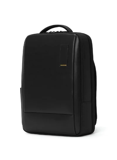 Mokobara The Element Backpack | Laptop Up to 15.6 Inches, 18L Capacity | Durable Nylon and Vegan Leather, Water Resistant | Ideal for Travel, Office, Students | Ergonomic, Padded Straps | Black