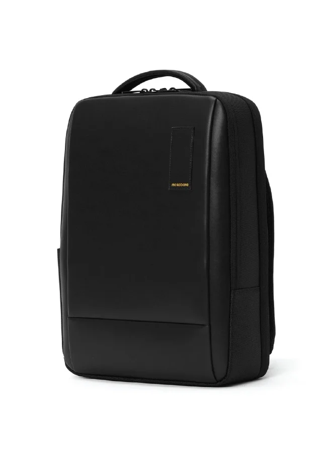 Mokobara The Element Backpack | Laptop Up to 15.6 Inches, 18L Capacity | Durable Nylon and Vegan Leather, Water Resistant | Ideal for Travel, Office, Students | Ergonomic, Padded Straps | Black