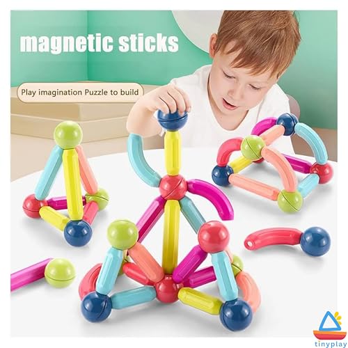 TinyPlay Magnetic Sticks Building Blocks for Kids | 24 Pcs Construction Toy Set for Boys and Girls Age 2+ | Fun Learning Magnetic Toy (Multicolor) - Image 3