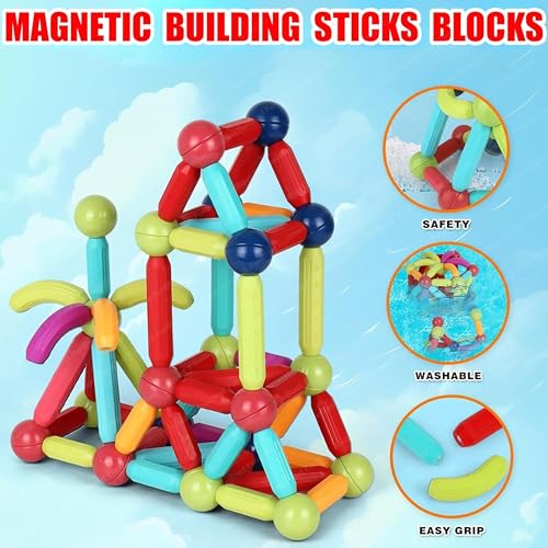 TinyPlay Magnetic Sticks Building Blocks for Kids | 24 Pcs Construction Toy Set for Boys and Girls Age 2+ | Fun Learning Magnetic Toy (Multicolor) - Image 2