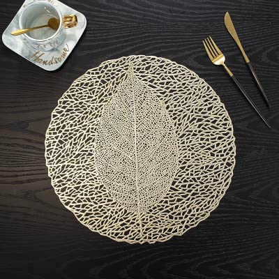 Bluwings PVC Vinyl Plastic Stain Resistant HeatResistant Round Table Place mats Hot Vessels for Kitchen Dining Table Leaf Shape 4 PCS - Image 2