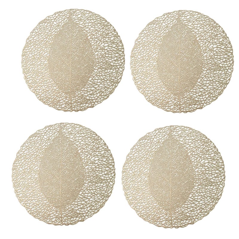 Bluwings PVC Vinyl Plastic Stain Resistant HeatResistant Round Table Place mats Hot Vessels for Kitchen Dining Table Leaf Shape 4 PCS - Image 4