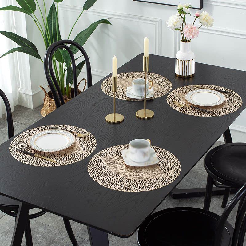 Bluwings PVC Vinyl Plastic Stain Resistant HeatResistant Round Table Place mats Hot Vessels for Kitchen Dining Table Leaf Shape 4 PCS - Image 3