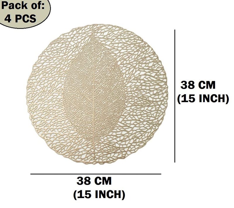 Bluwings PVC Vinyl Plastic Stain Resistant HeatResistant Round Table Place mats Hot Vessels for Kitchen Dining Table Leaf Shape 4 PCS - Image 5