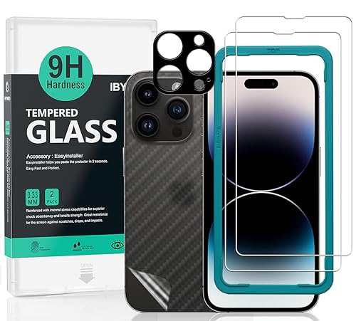 Ibywind Screen Protector compatible With iPhone 15 Pro Max,With 2 PCS Tempered Glass,1 Pc Camera Len Protector,1 Pc Back Film,HD Clear,Scratch Resistant,Bubble Free,Easy Install - Image 1