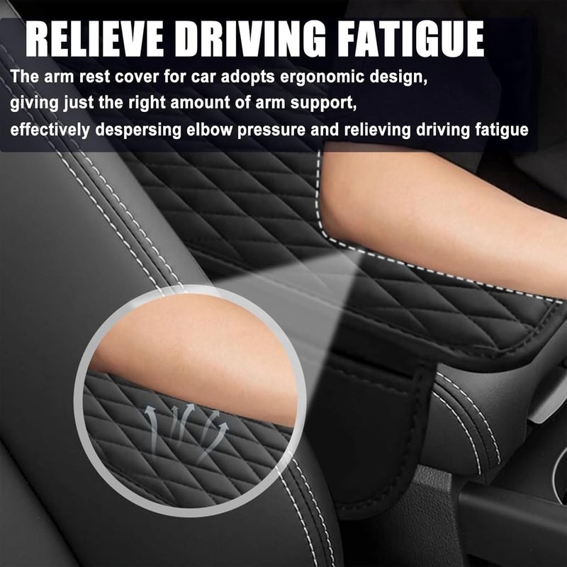 VIKINGS Car Center Console Cover,Microfiber Leather Car Armrest Cover Cushion with 2 Storage Bags,Universal Car Armrest Storage Box.(Black) - Image 3