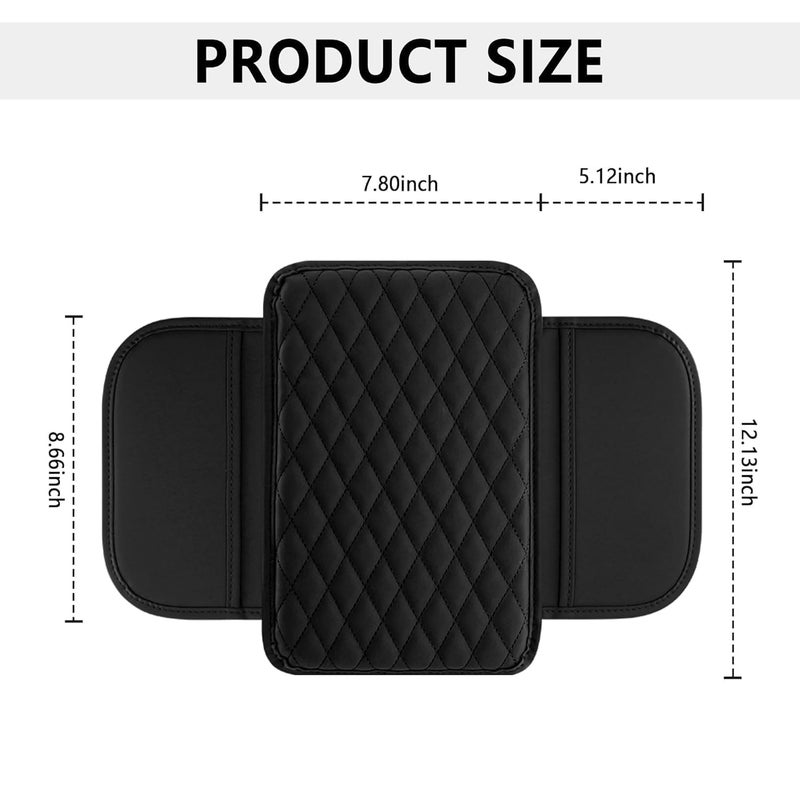 VIKINGS Car Center Console Cover,Microfiber Leather Car Armrest Cover Cushion with 2 Storage Bags,Universal Car Armrest Storage Box.(Black) - Image 2
