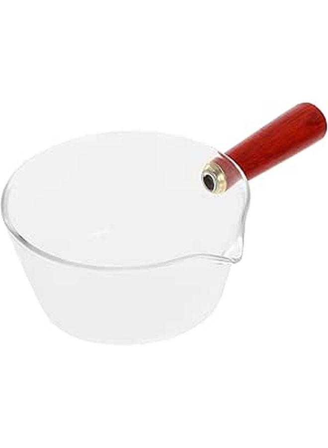 Wooden Handle Glass Mini Saucepan For Breakfast Milk Cooking Kitchen Use - Image 1