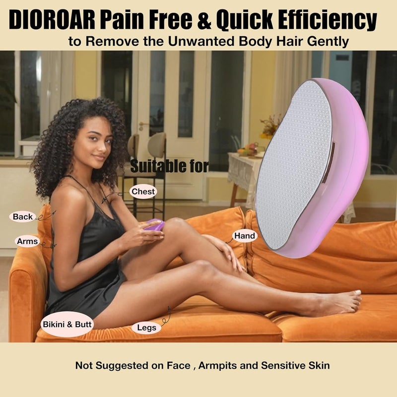 DIOROAR Crystal Hair Eraser,Upgrade Crystal Hair Remover,Physical Nano Glass Hair Removal Device,Painless Epilator and Exfoliator for Quick Soft Silky Skin(Light Pink) - Image 4