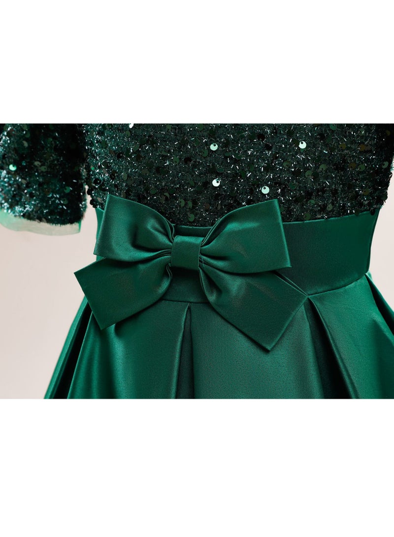 M MIAOYAN Children's Party Piano Performance Sequin Princess Dress - Image 5