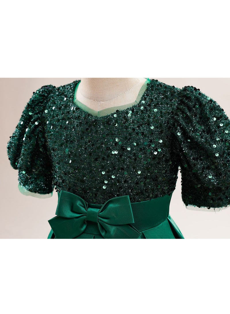 M MIAOYAN Children's Party Piano Performance Sequin Princess Dress - Image 4