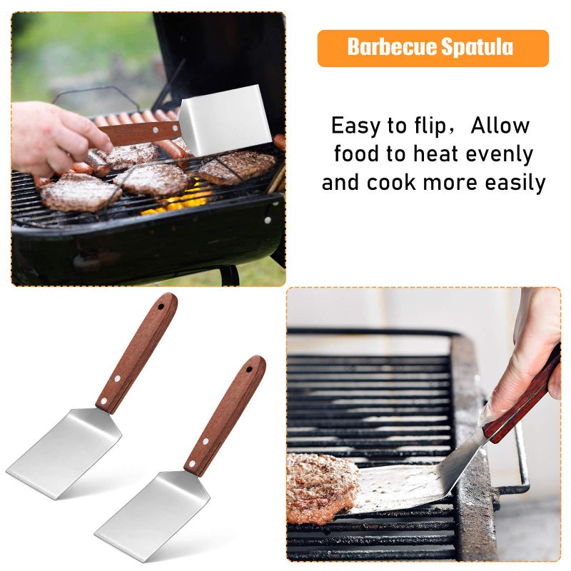 Newtay 2 Pieces Small Brownie Cookie Spatula Metal Stainless Steel Spatula with Wooden Handle for Kitchen Cooking Chef Baking Scraper Turner, 2.5 x 8.2 Inch - Image 3