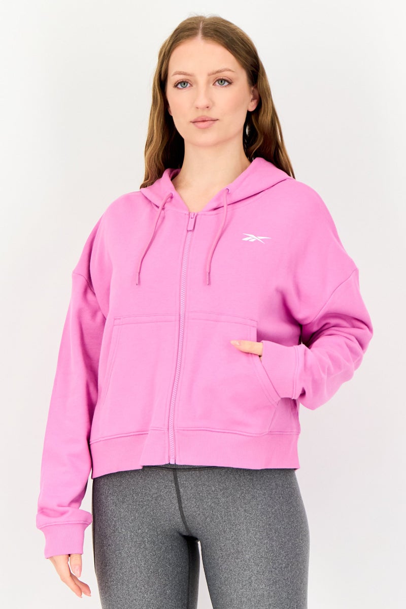 Reebok Women Sportswear Fit Long Sleeve Training Hoodie, Blush Pink - Image 1