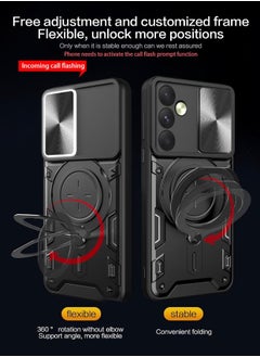 redian Samsung Galaxy A'55 5G Case, Samsung A'55 Cover with Slide Camera Cover, Heavy Duty Shockproof Durable Protective Phone Cover Case with Round Ring Kickstand for Galaxy A'55 5G 2024, Black  - Image 4