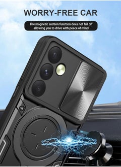 redian Samsung Galaxy A'55 5G Case, Samsung A'55 Cover with Slide Camera Cover, Heavy Duty Shockproof Durable Protective Phone Cover Case with Round Ring Kickstand for Galaxy A'55 5G 2024, Black  - Image 5