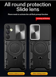 redian Samsung Galaxy A'55 5G Case, Samsung A'55 Cover with Slide Camera Cover, Heavy Duty Shockproof Durable Protective Phone Cover Case with Round Ring Kickstand for Galaxy A'55 5G 2024, Black  - Image 3