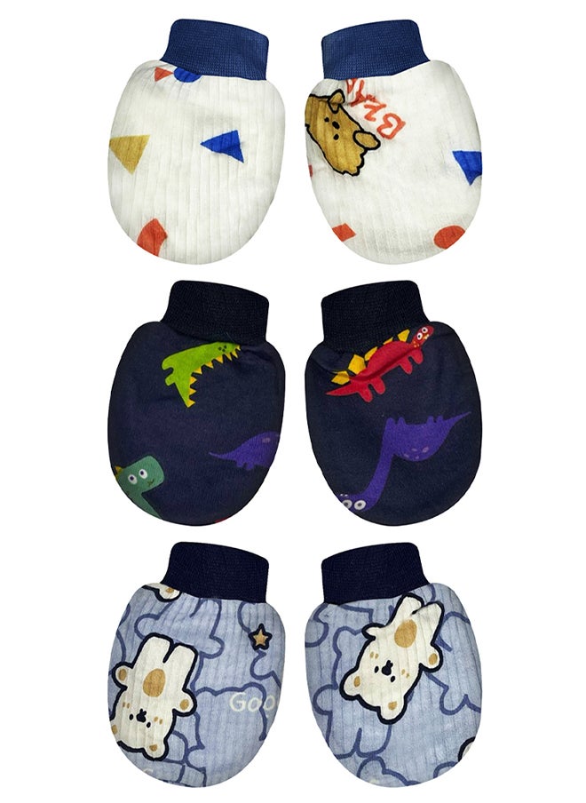 MARGOUN 3 Packs Newborn Baby Mittens Anti Scratch Baby Mittens No Scratch Mittens Baby Gloves for 0-6 Months Boys Girls Multicolour  - Image 2