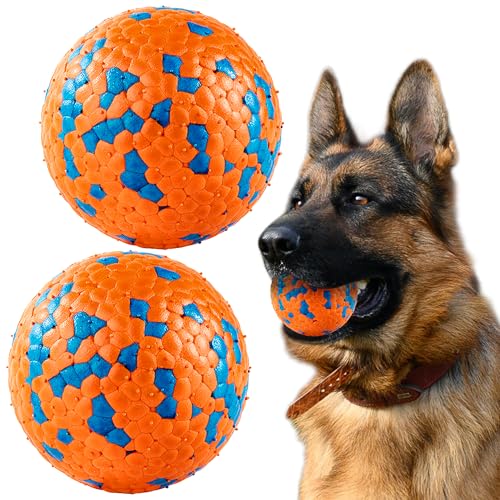FUSOTO 2Pcs Dog Balls Tennis Balls for Dog Aggressive Chewers for Large Medium Small Puppy Training CatchFetch Water Floats Toys Orange - Image 1